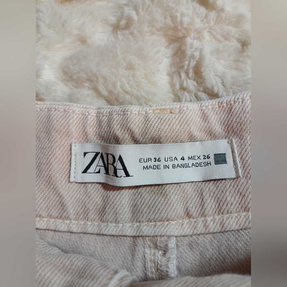 Zara Womens Size 4 Wide Leg Jeans Dusty Pink High Rise Denim Pants - Picture 9 of 9